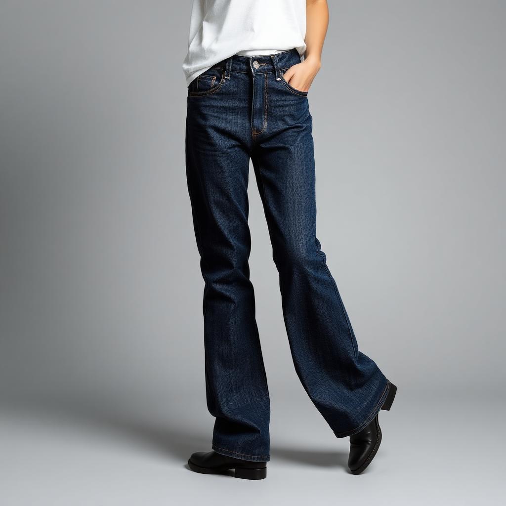 Dark Niche Handmade Wax Coated Washed Flared Jeans — Double Knee Pleats