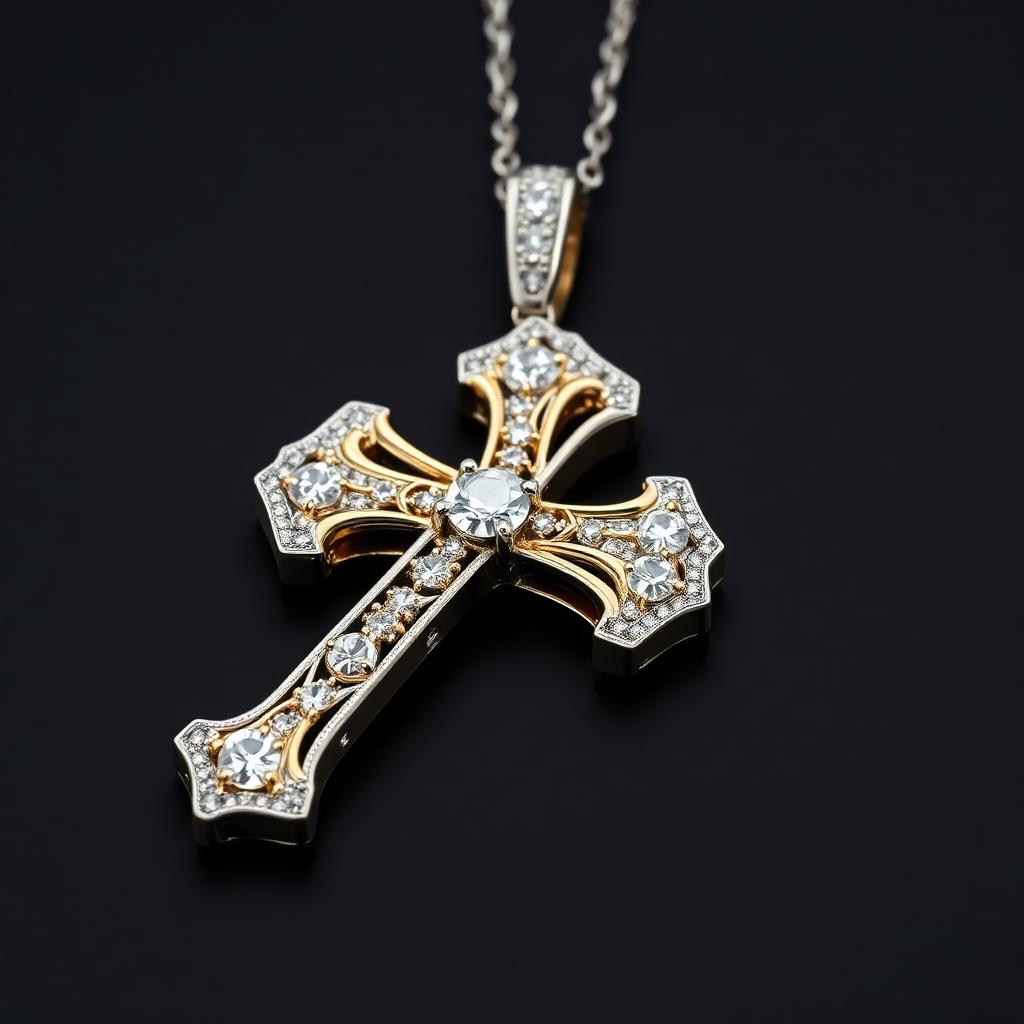 Bust Down VVS Moissanite Two-Tone Cross Pendant